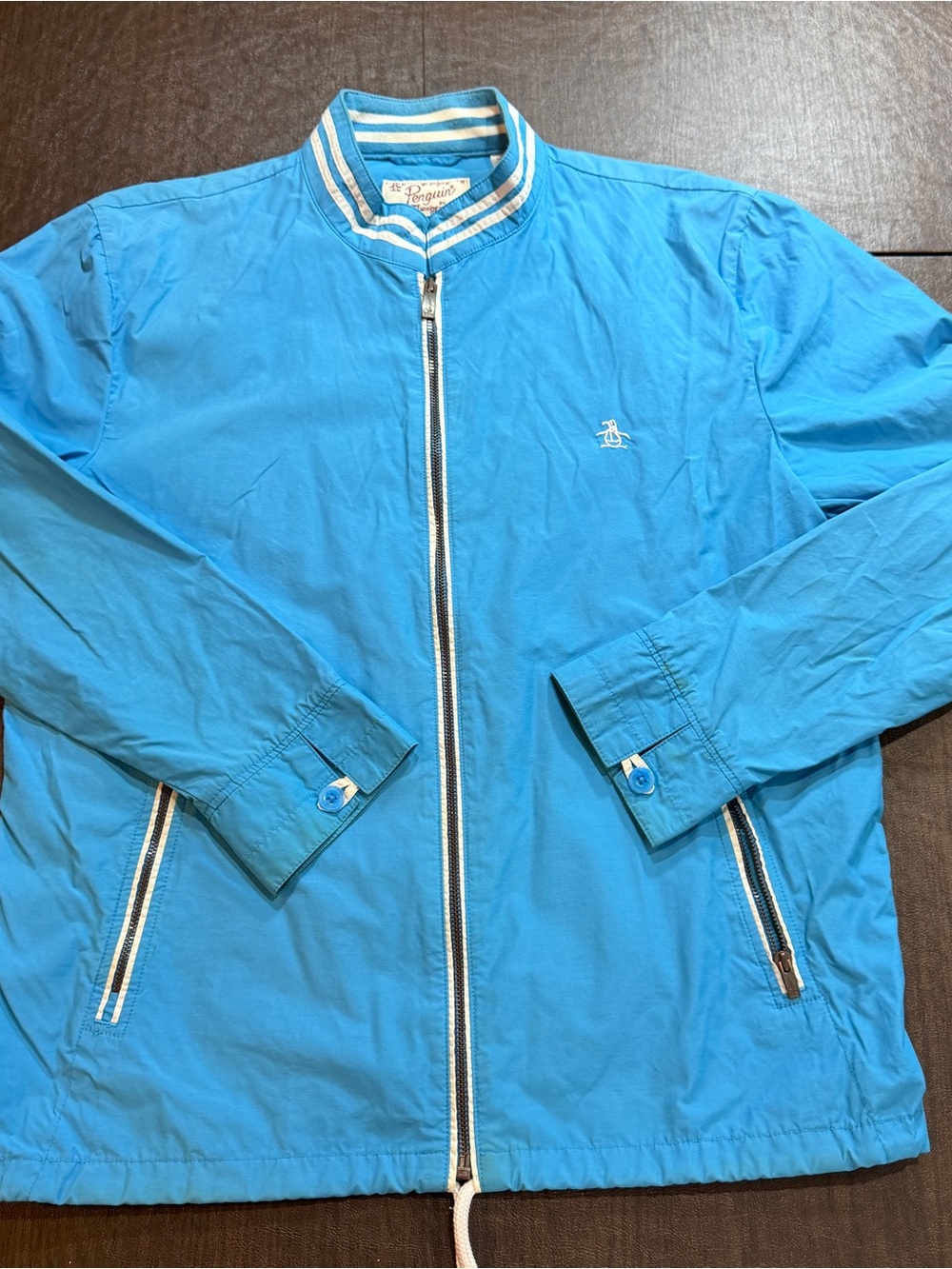 Original Penguin Men’s Blue Lightweight Zip-Front WindBreakerJacket Sz M